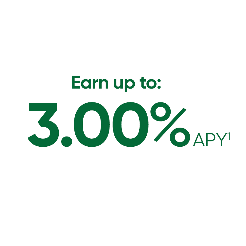 Earn up to 3.00% APY