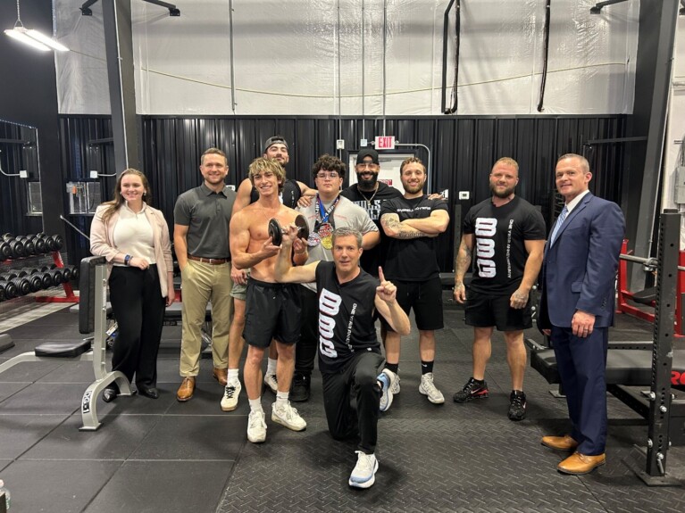A group of people at the gym
