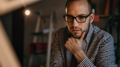 A man looking thoughtful.