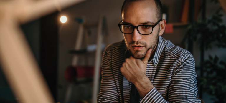 A man looking thoughtful.