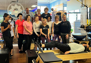FOX 29’s Bob Kelly taking part in a workout at Club Pilates in Pike Creek, Delaware.