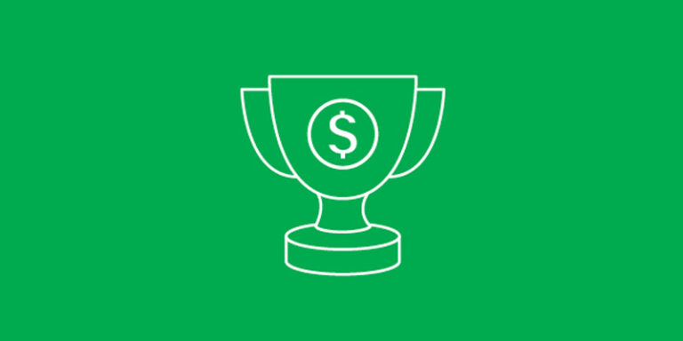 A trophy with a dollar sign on it.