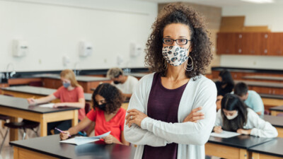 A teacher in her classroom.