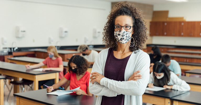 A teacher in her classroom.