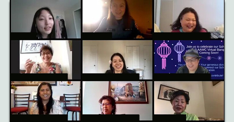 A Zoom meeting of the Asian American Women's Coalition.