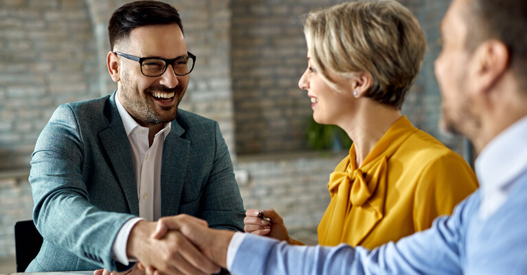 A business handshake.