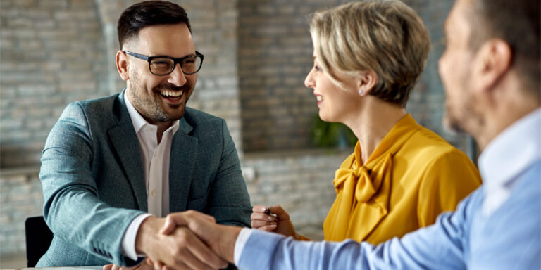 A business handshake.