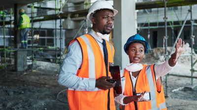 Construction workers on site.