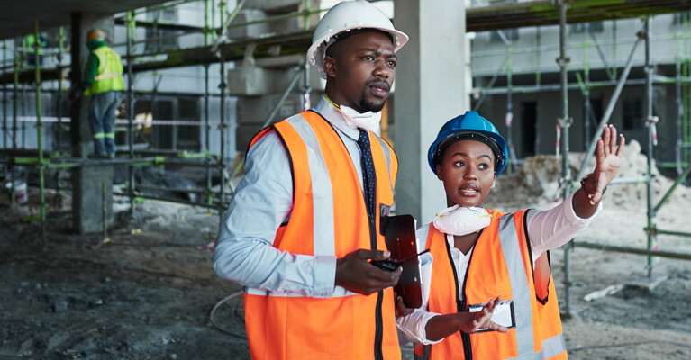 Construction workers on site.