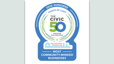 A 2022 Honoree award for the Great Philadelphia Civic 50's Most Community-Minded Business.