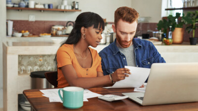 A couple reviewing documents.