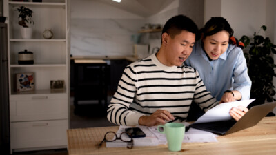 A couple reviewing their finances.