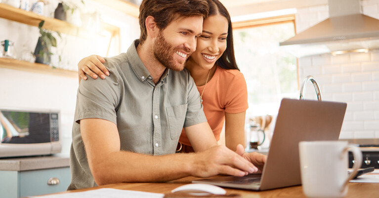 A couple discussing their finances.