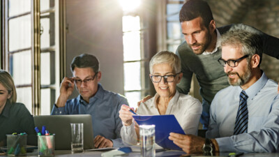 A family discussing succession planning for their business.