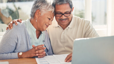 A couple reviewing their finances.