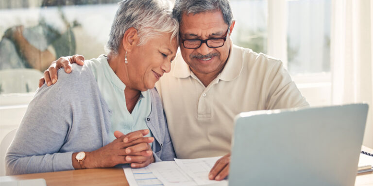 A couple reviewing their finances.