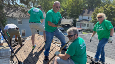 WSFS Associates repairing a damaged roof.
