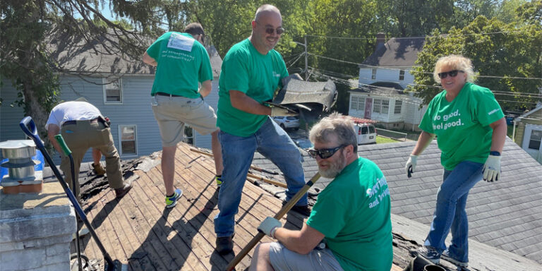WSFS Associates repairing a damaged roof.