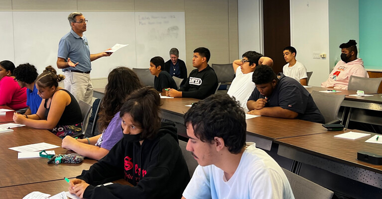 A classroom at Guadalupe Family Services learning about financial literacy.