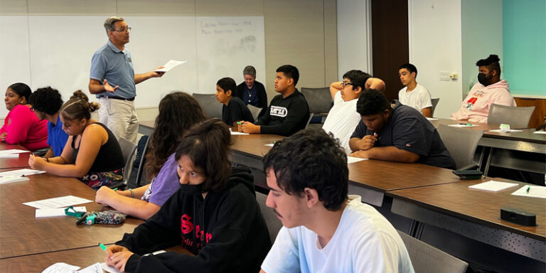 A classroom at Guadalupe Family Services learning about financial literacy.