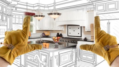 Home planner envisioning a kitchen renovation.