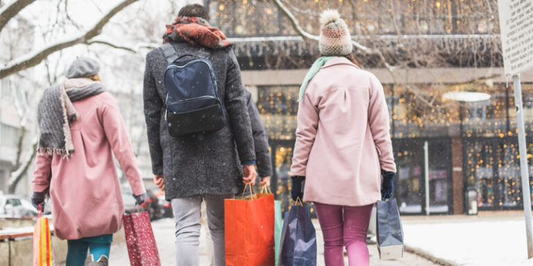 A family doing holiday shopping.
