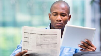 Man looking at documents.