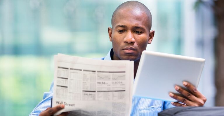 Man looking at documents.