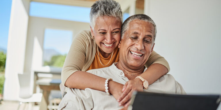 A couple reviewing their finances.