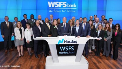 WSFS staff ringing the NASDAQ opening bell.