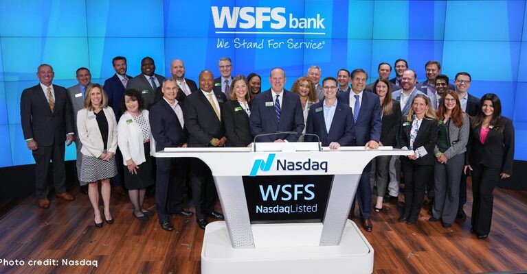 WSFS staff ringing the NASDAQ opening bell.