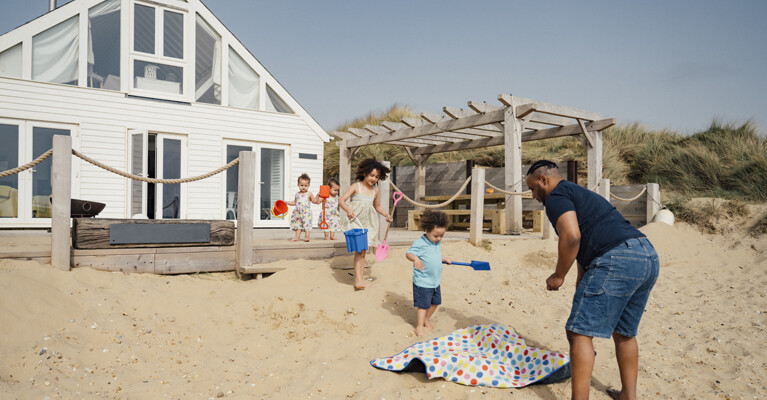 A family at their new beach house.
