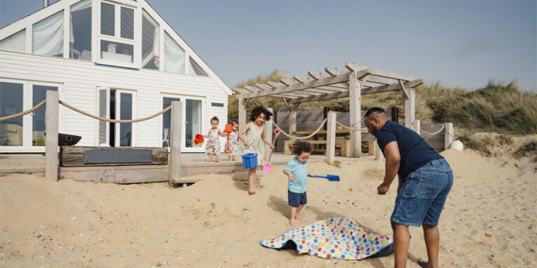 A family at their new beach house.