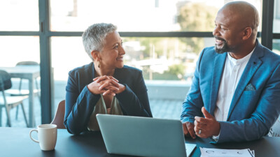 A financial advisor discussing retirement planning with a client.