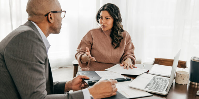 A private banker meeting with their client.