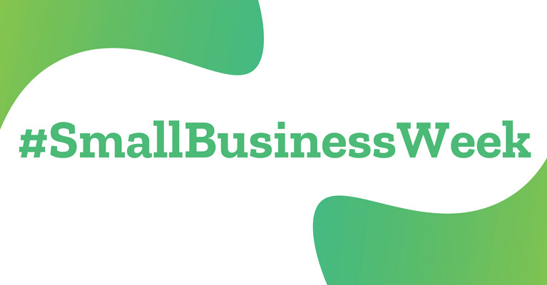 A graphic reading #SmallBusinessWeek.
