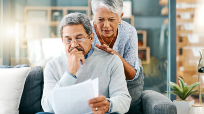 A couple reviewing their finances.