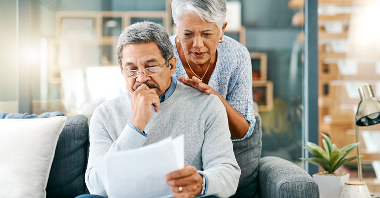 A couple reviewing their finances.