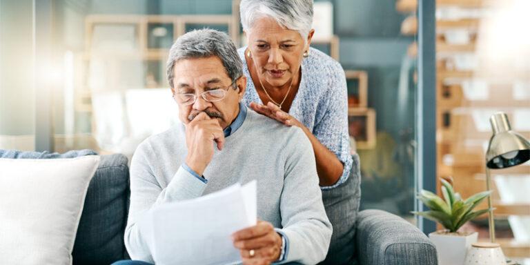 A couple reviewing their finances.