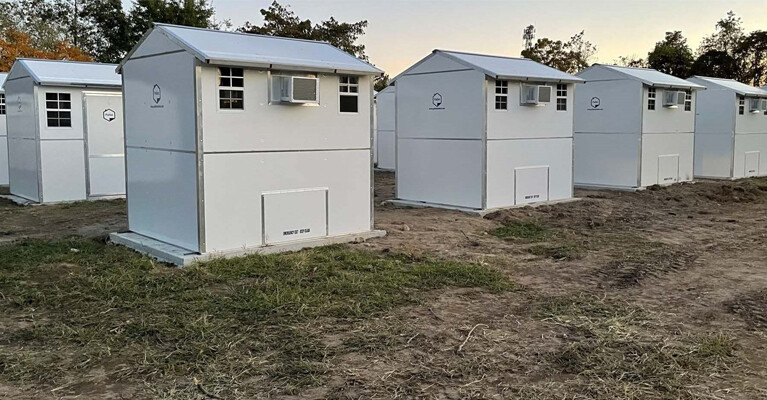 Tiny homes built by Springboard Collaborative.