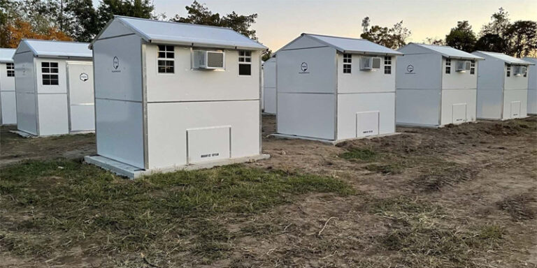 Tiny homes built by Springboard Collaborative.
