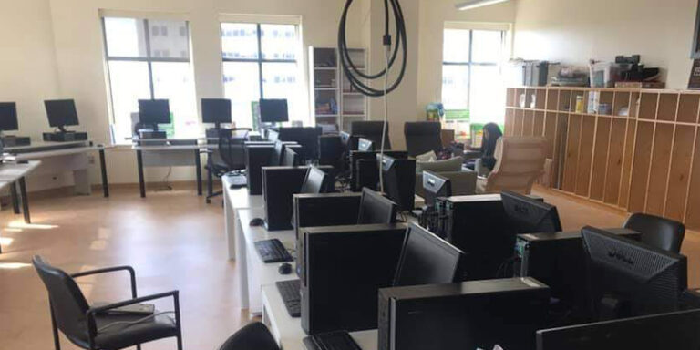Computers in a computer lab.