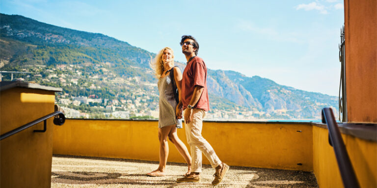 A man and a woman on vacation.