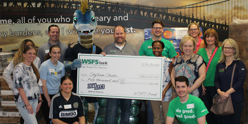 WSFS Volunteers with the Philadelphia Union at CityTeam Chester, Provides $5,000 Donation