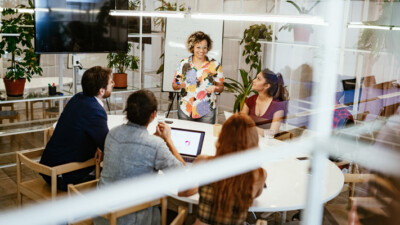 Employees of a Small Business discussing finances.