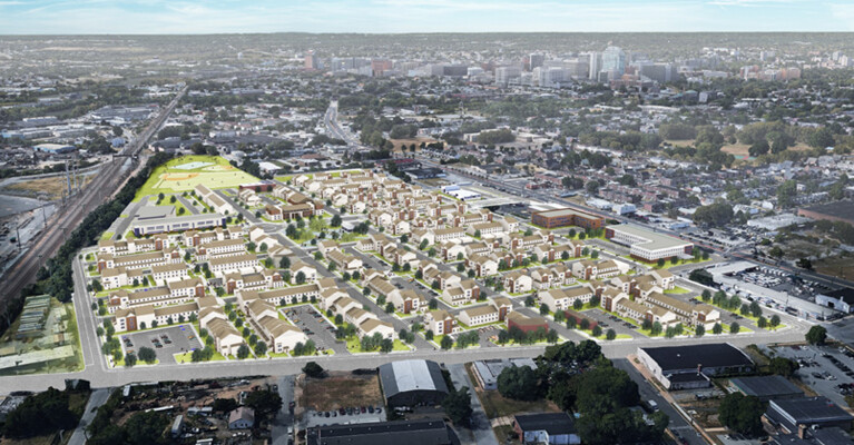 Rendering of a housing development in Wilmington, Delaware.