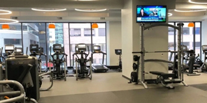 Fitness equipment at Simplex Wellness.