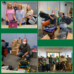 WSFS Associates preparing backpacks for the Philadelphia Union Backpack Carnival.