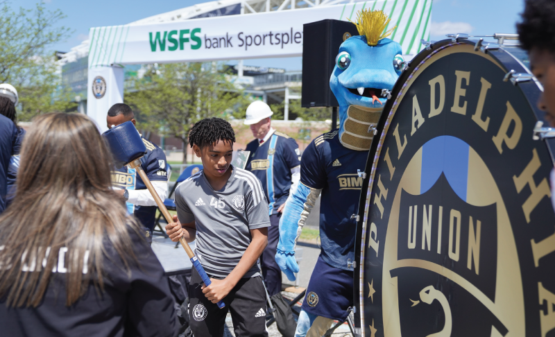 kid beating drum at Philadelphia Union