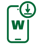 Icon of a mobile phone with the WSFS Mobile Banking App being downloaded on it.